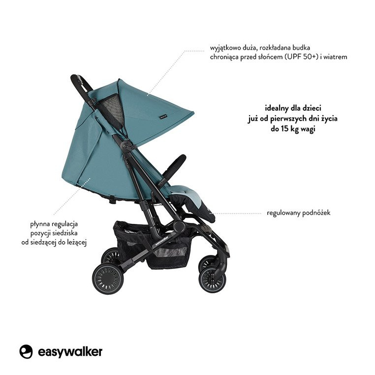 Easywalker Buggy XS Wózek spacerowy z osłonką przeciwdeszczową Ocean Blue