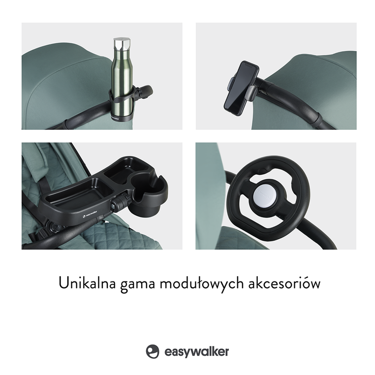 EJA10031 Easywalker Jackey XL Przestronny, samoskładający się wózek spacerowy z kołami XL Shadow Black
