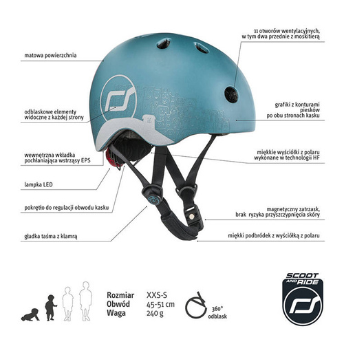 Kask z odblaskami XXS-S Steel Dog Kask z odblaskami XXS-S Steel Dog
