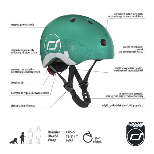 Kask z odblaskami XXS-S Forest Owl Kask z odblaskami XXS-S Forest Owl