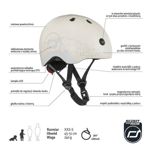 Kask z odblaskami XXS-S Ash Bear Kask z odblaskami XXS-S Ash Bear