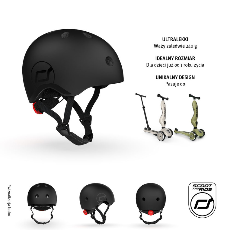 SCOOTANDRIDE Kask XXS-S dla dzieci 1-5 lat Black SCOOTANDRIDE Kask XXS-S dla dzieci 1-5 lat Black