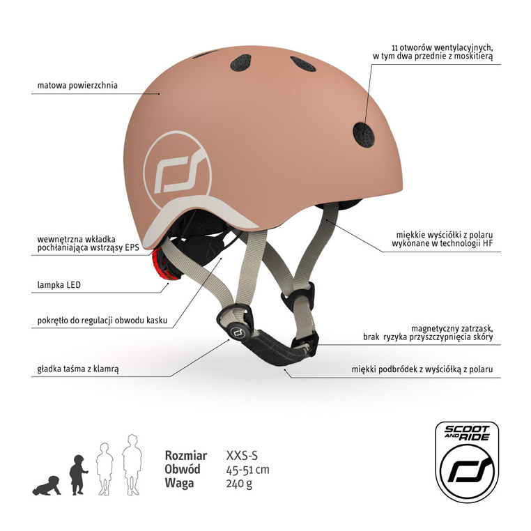 SCOOTANDRIDE Kask XXS-S dla dzieci 1-5 lat Mocha SCOOTANDRIDE Kask XXS-S dla dzieci 1-5 lat Mocha