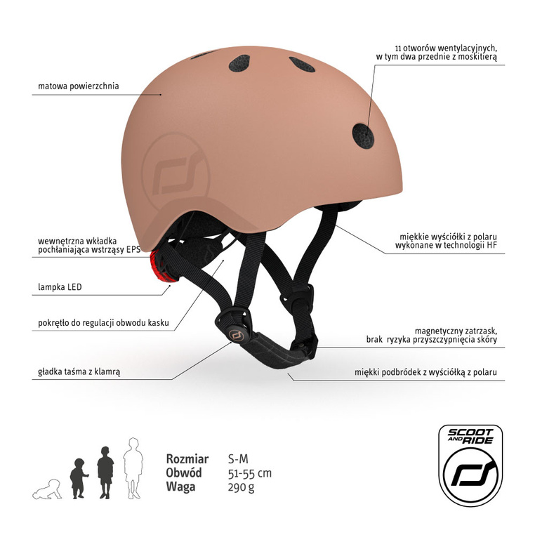 SCOOTANDRIDE Kask S-M dla dzieci 3+ Mocha SCOOTANDRIDE Kask S-M dla dzieci 3+ Mocha